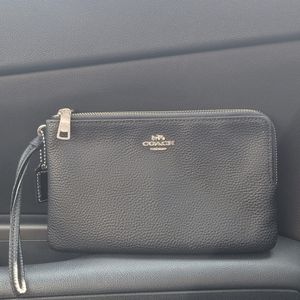 Coach double zip wristlet